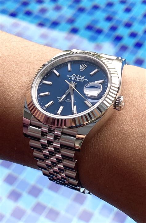 rolex datejust gold blue face|Rolex Datejust blue face 41mm.